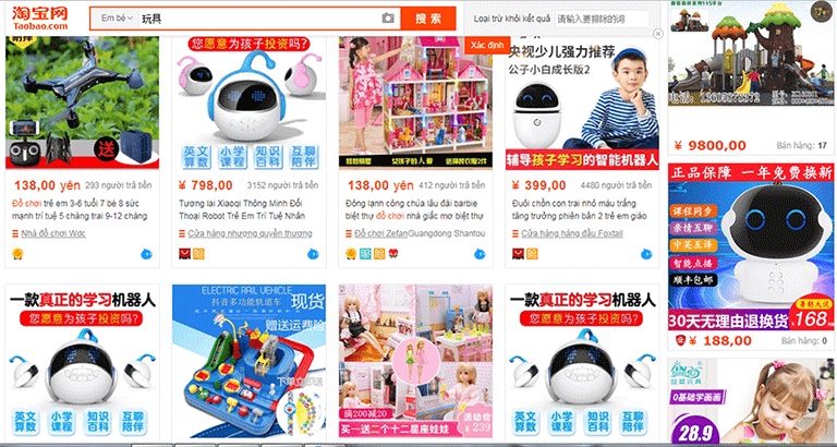 Một số địa chỉ bán đồ chơi trẻ em nội địa Trung Quốc uy tín