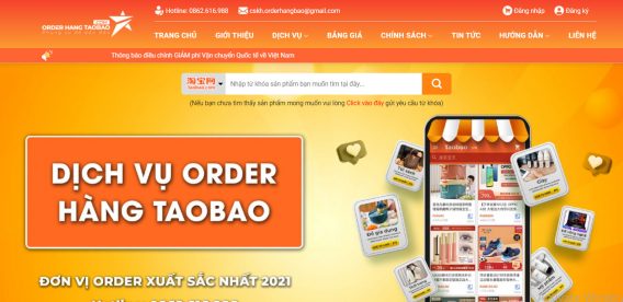 Giao diện website của order hàng taobao