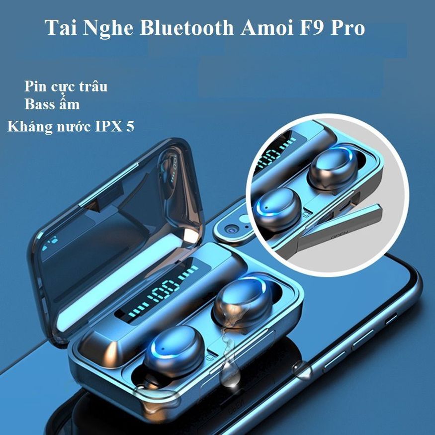 Tai nghe Bluetooth 5.0 AMoi F9 Pro thời lượng pin sử dụng lâu