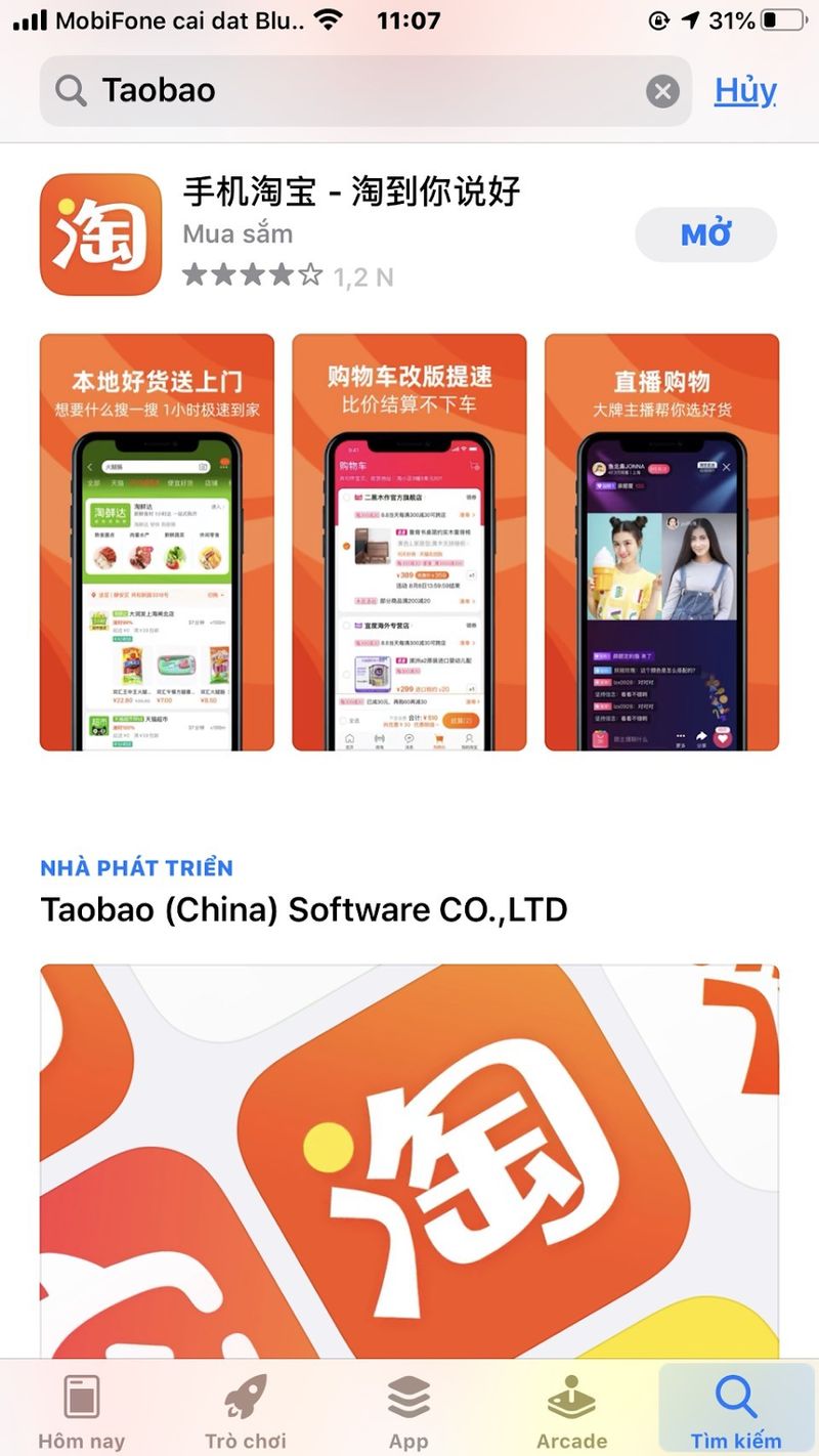 Bước 1: Tải App Taobao trên Android và iOS nhanh chsong
