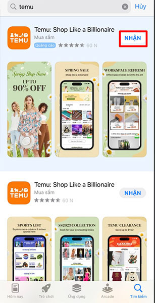 Tải app mua hàng Temu trên App Store