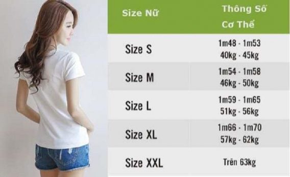 Quy định size XS, S, M, L, XL là bao nhiêu kg? rất rõ ràng.