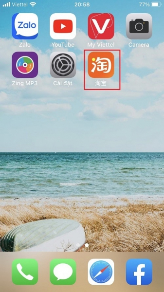 Mở ứng dụng Taobao đã được cài đặt trên thiết bị điện thoại Android hoặc iOS