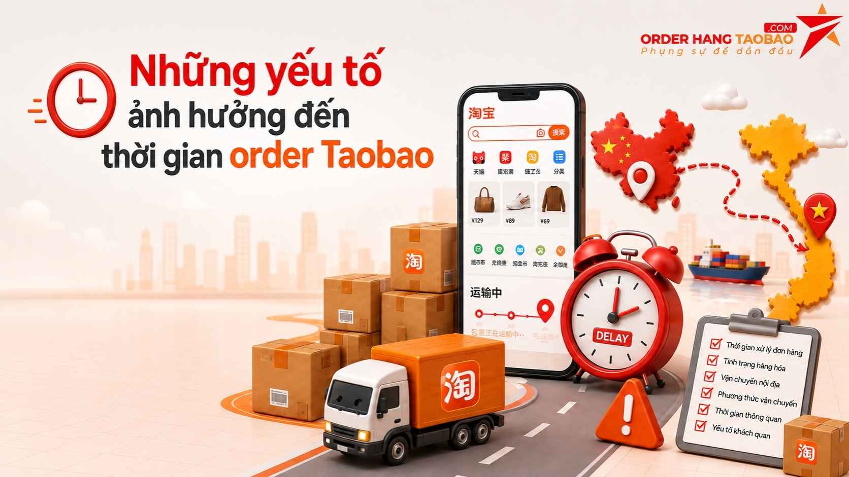 những yếu tố ảnh hưởng đến thời gian order taobao