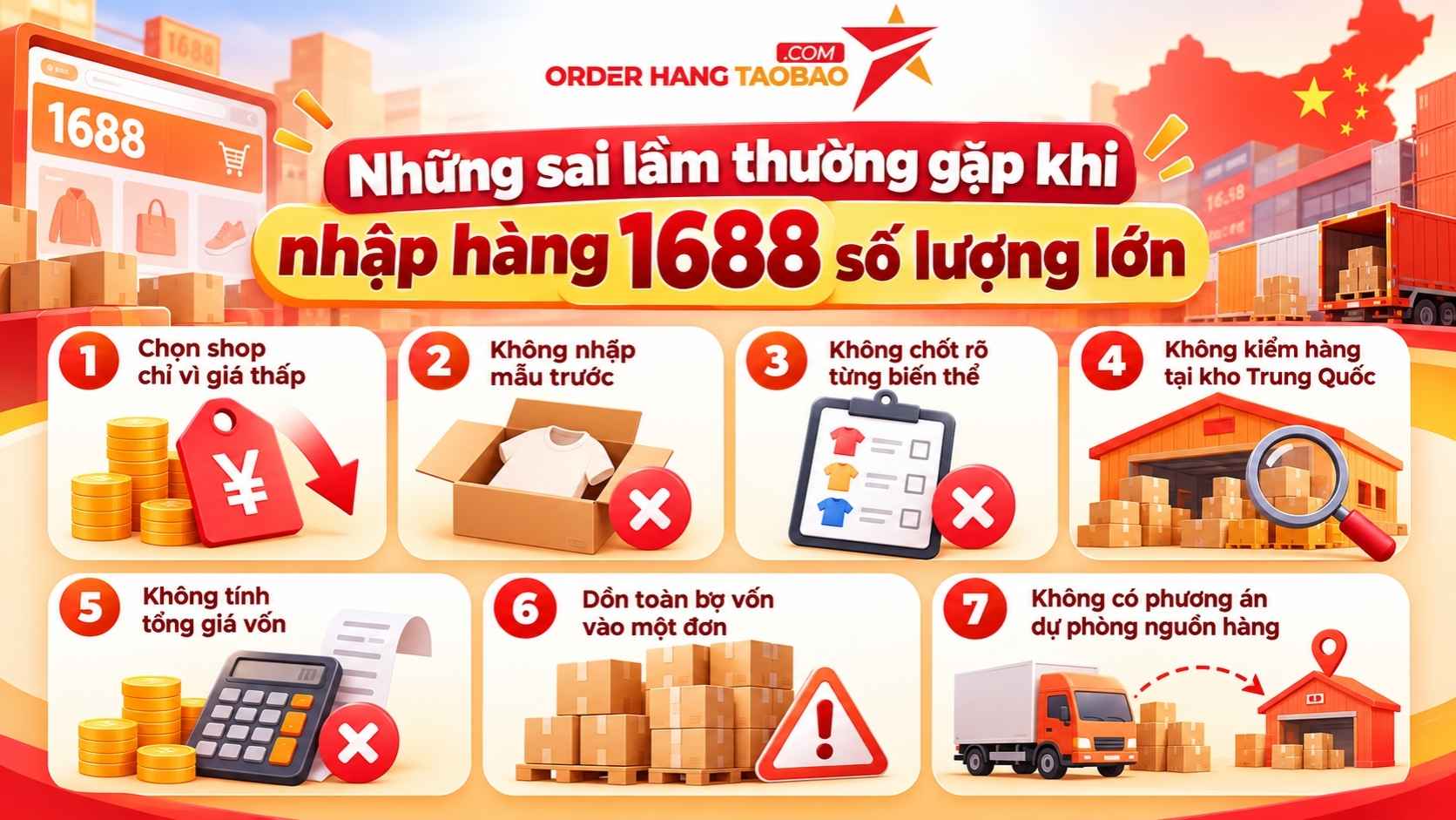 Cách nhập hàng 1688 số lượng lớn an toàn về Việt Nam 6 những sai lầm thường gặp khi nhập hàng 1688 số lượng lớn